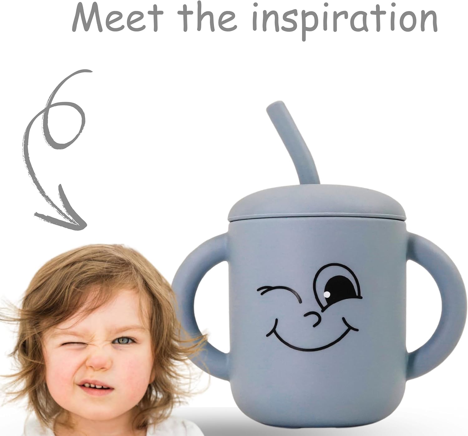 Meet the Moodies (MOM) 100% Silicone Sippy Cup with Straw & Handles BPA-Free, Leak-Proof Baby Cup for 6+ Months | Helps Toddlers Transition from Bottle to Cup with Every Sip Full of Emotion & Fun - Image 3