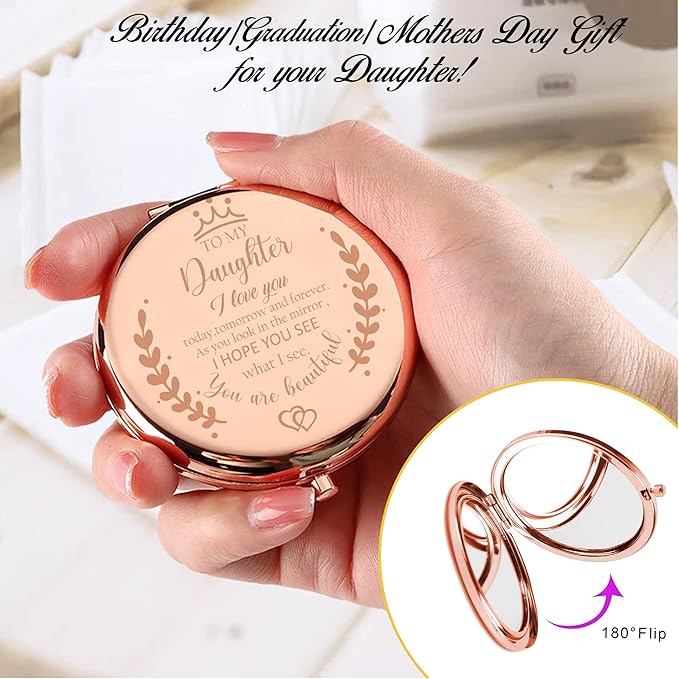 Espejo Compacto Soulpetals Regalo para Hija - Dorado Rosado miniatura 4
