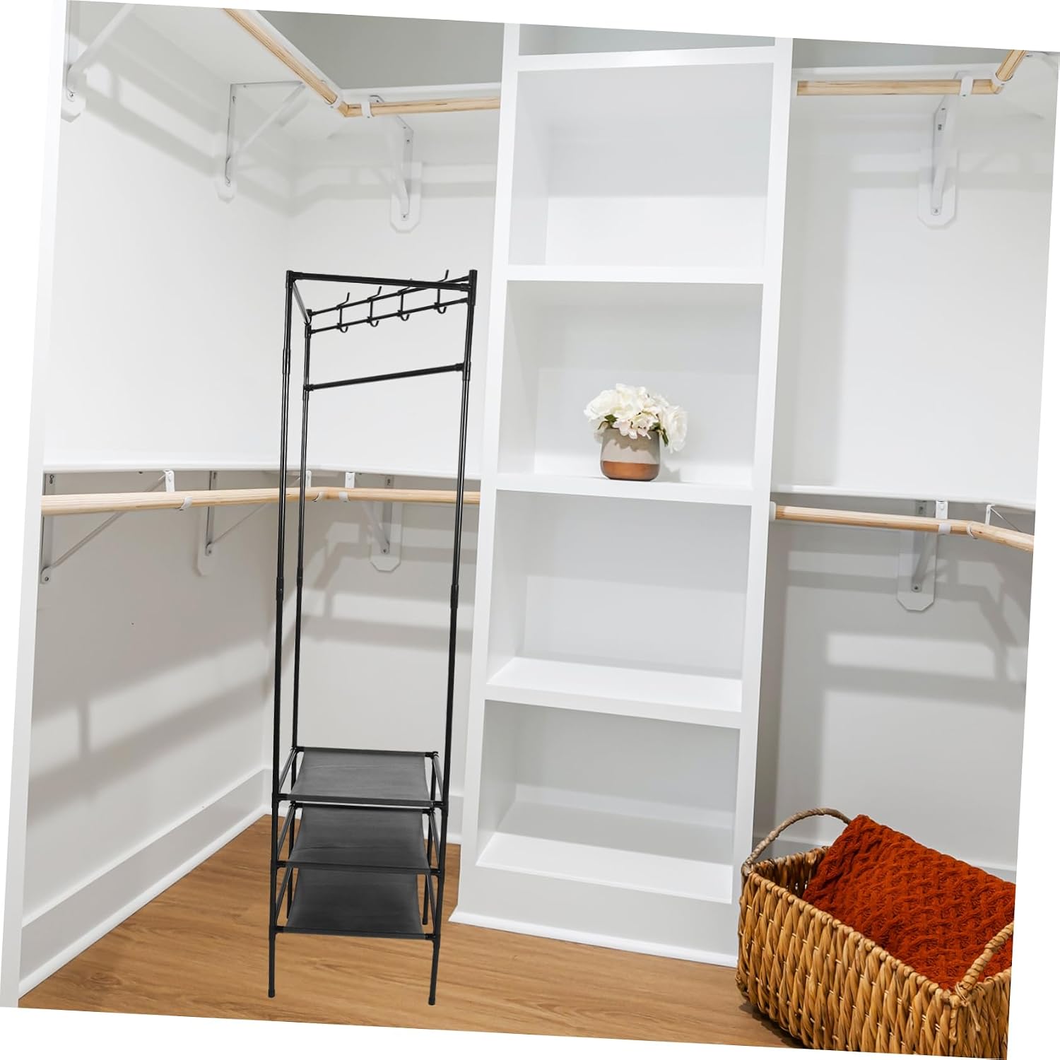 Alipis 1set Standing Garment Rack Hooks Minimalist Clothes Organizer for Bedroom and Stable Coat Hanger for Home Dorm and Hotel Use