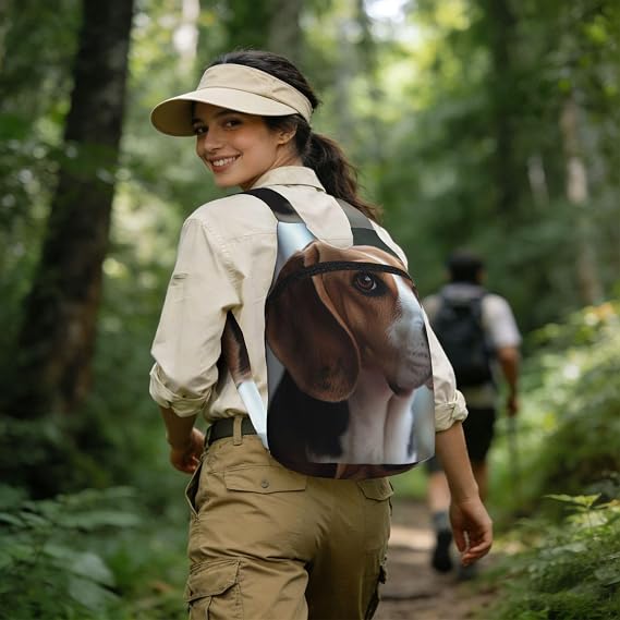 Beagle Closeup Backpack - Lightweight 16L Foldable Hiking Daypack Packable Back Pack Travel Bag Zipper