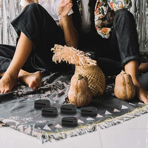 Miniatura 9 de SAFIGLE 10 piezas modelo de ataúd de Halloween mini cajas de ataúd negro para decoración espeluznante del hogar, decoraciones de fiesta de