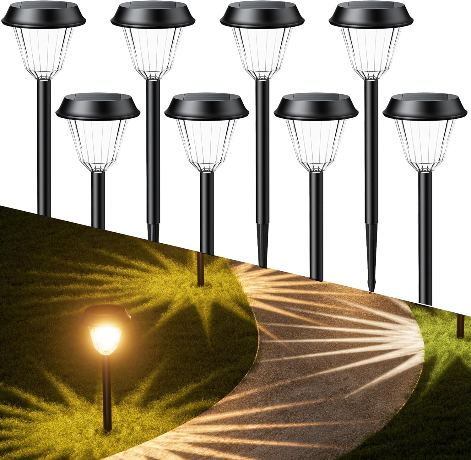 8Pcs Ambience Pro Luces Solares Exterior Blanco Cálido & RGB Degradado