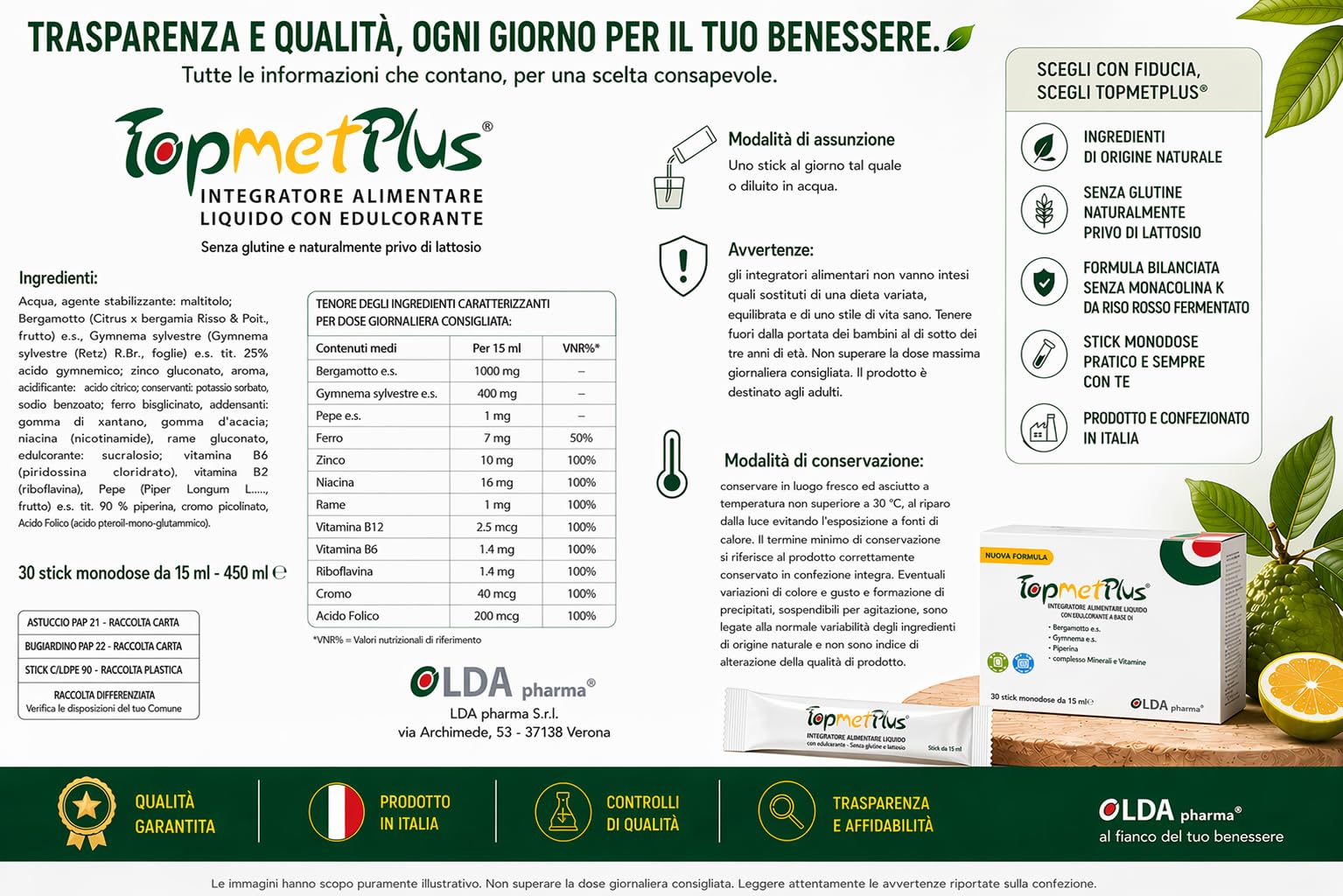 TopmetPlus - Equilibrio metabolico, benessere Cardiovascolare - Kit 2 conf. | Con 1000 mg di Bergamotto e.s./dose, complesso di Minerali e Vitamine B per favorire il naturale equilibrio dell'organismo.