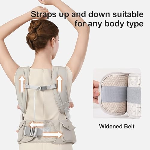 Miniatura 8 de Portabebés con asiento de cadera, transporte 2 en 1 orientado hacia adelante para recién nacido a niño, diseño de perilla, ajuste de precisión,