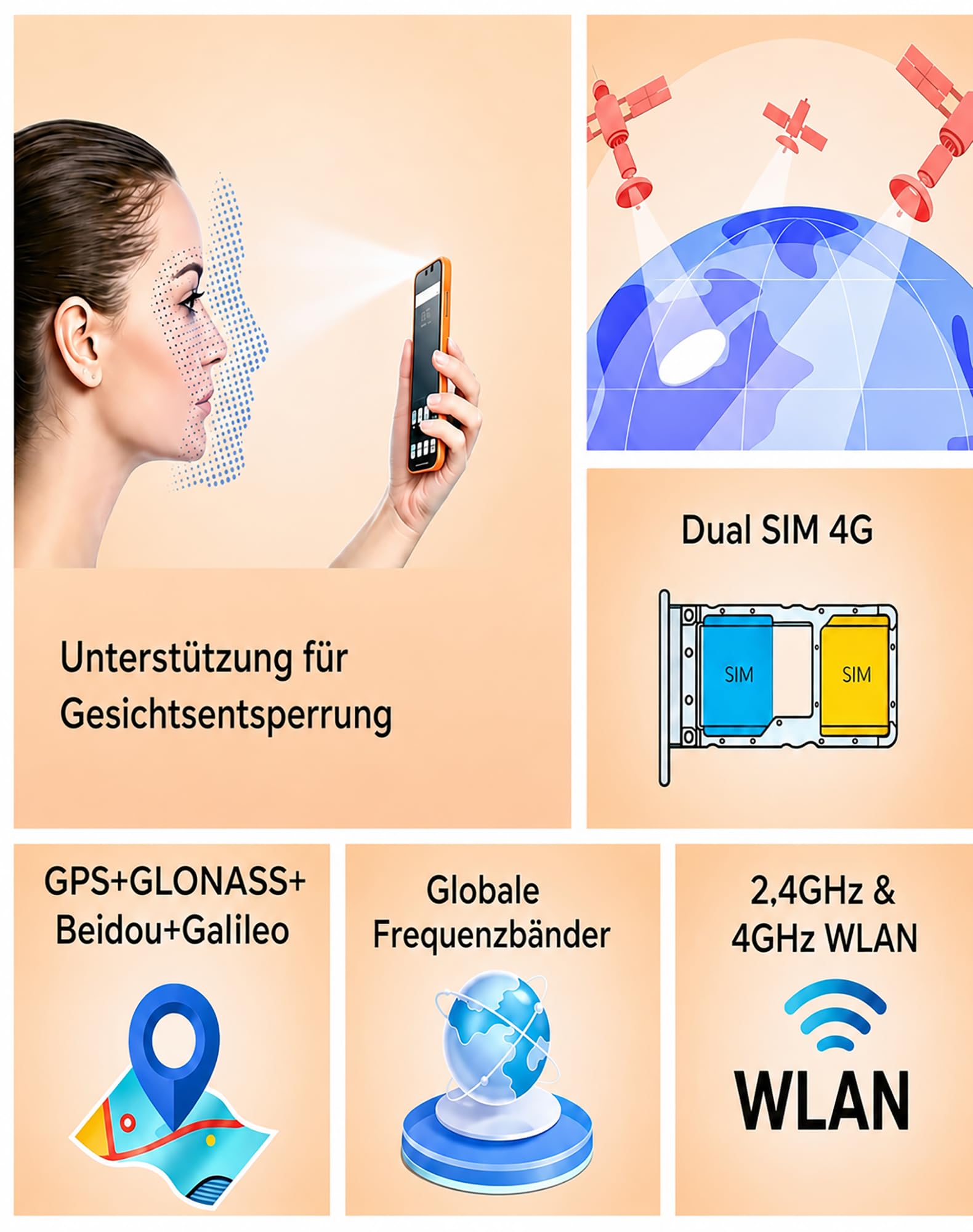 invens Note 15P 4G Smartphone ohne Vertrag, 6,52 Zoll Android 16 Go Handy, 9GB + 32GB/TF256 GB, Dual SIM Smartphone, 16MP+5MP Kamera, Face ID, 3500mAh Abnehmbarer Akku, USB-C, Schwarz