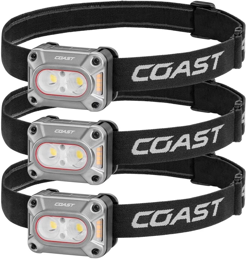 Coast CH1000R 1000-Lumen Headlamp 3-Pack – Rechargeable Dual Power IPX7