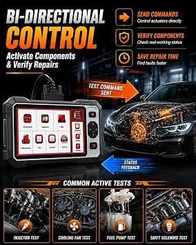 ANCEL FX6000 Bidirectional OBD2 Scanner with 7+ Resets | ABS, SRS, Transmission & Engine System Diagnostic Scan Tool, Oil/EPB/BMS/SAS/Throttle Reset, ABS Bleeding, Live Data, Auto VIN, Lifetime Update