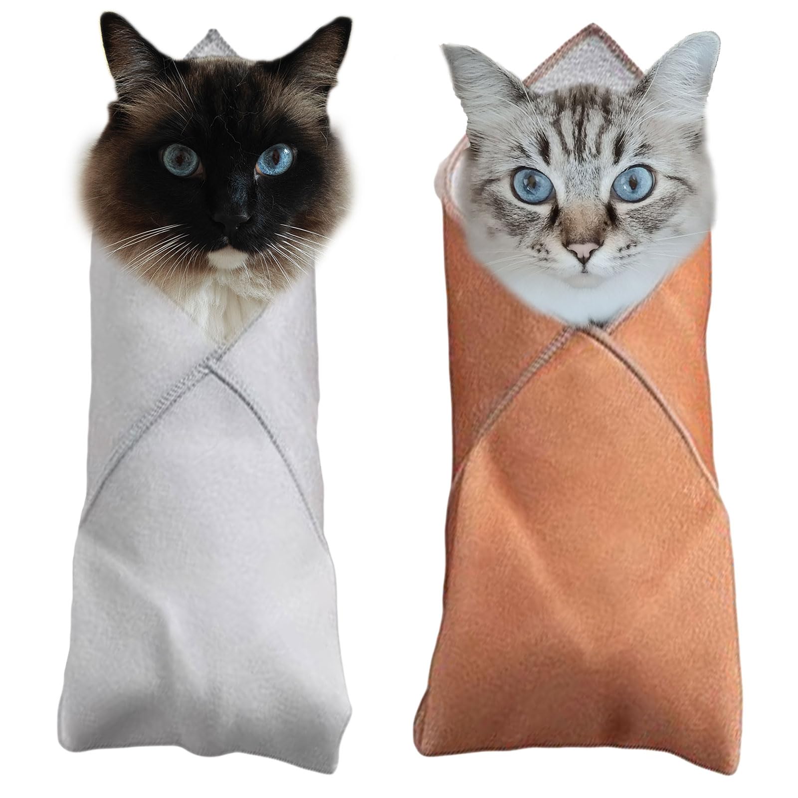 2PCS Cat Wrap for Cutting Nails, 21x21in Self-Adherent Pet Cat Grooming Wrap for Medicine, Nail Clipping, Teeth Brushing, Ear Cleaning | Anti-Escape Anti-Bite Anti-Scratch (Solid)