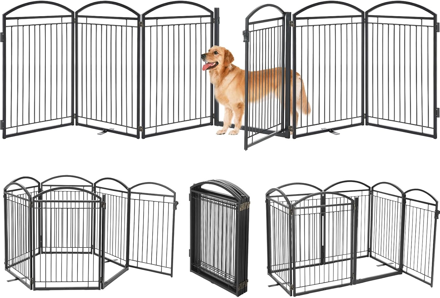 Jeyew Full Metal Freestanding Dog Gate with Door,Metal