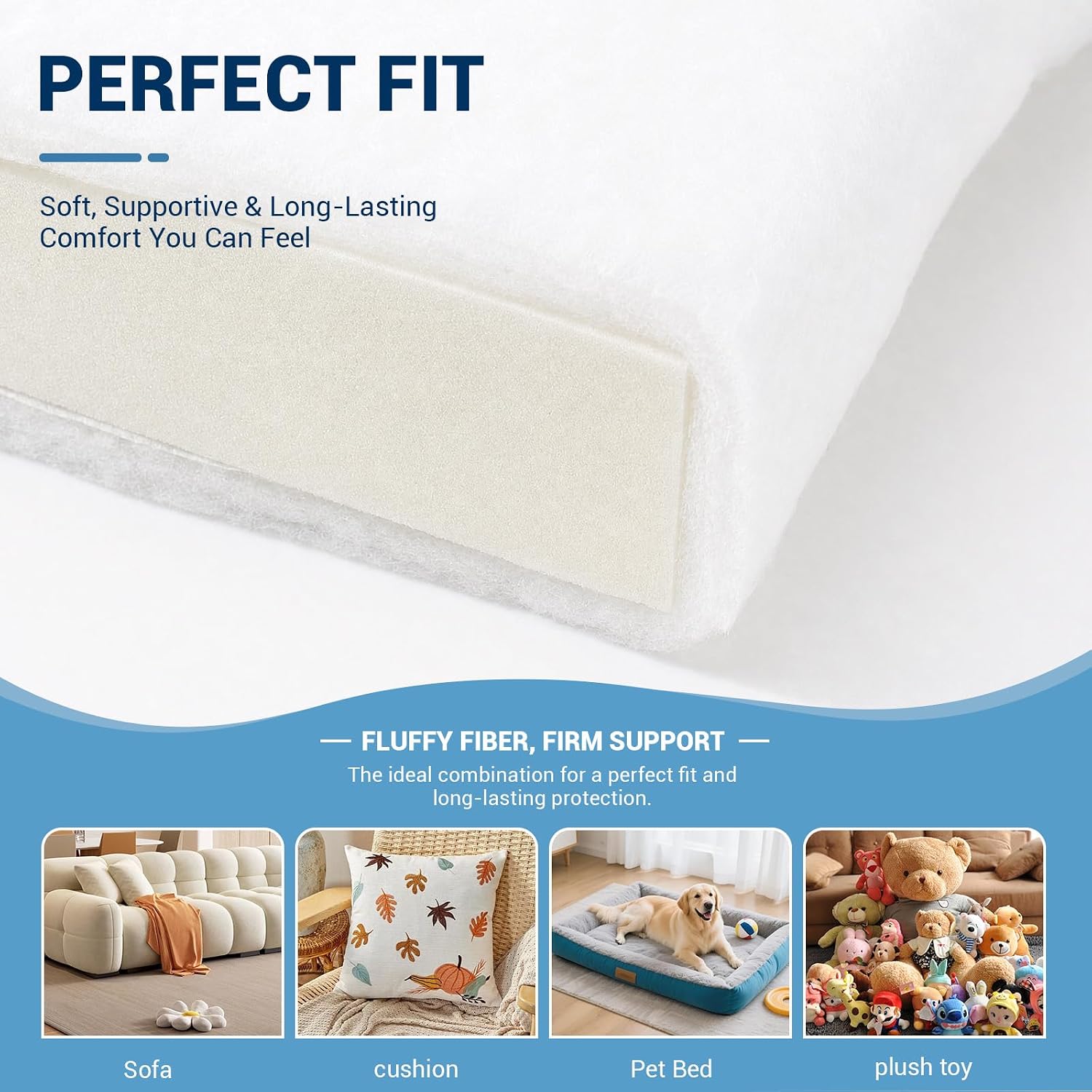 Polyester Batting for Cushions, 200 GSM, 1/2 in Thick, 36 in x 5 yd
