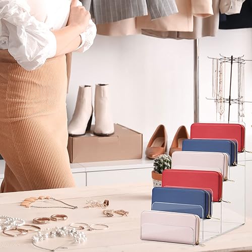 Miniatura 6 de DOITOOL Estante elevador de bolso de 6 niveles, soporte de exhibición de acrílico transparente, estante elevador de exhibición de joyas para