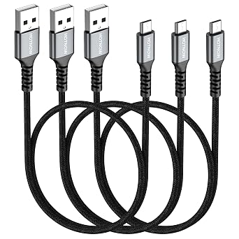 Short Micro USB Cable 1.5FT 3Pack,USB A to Micro USB Android Charging Cable