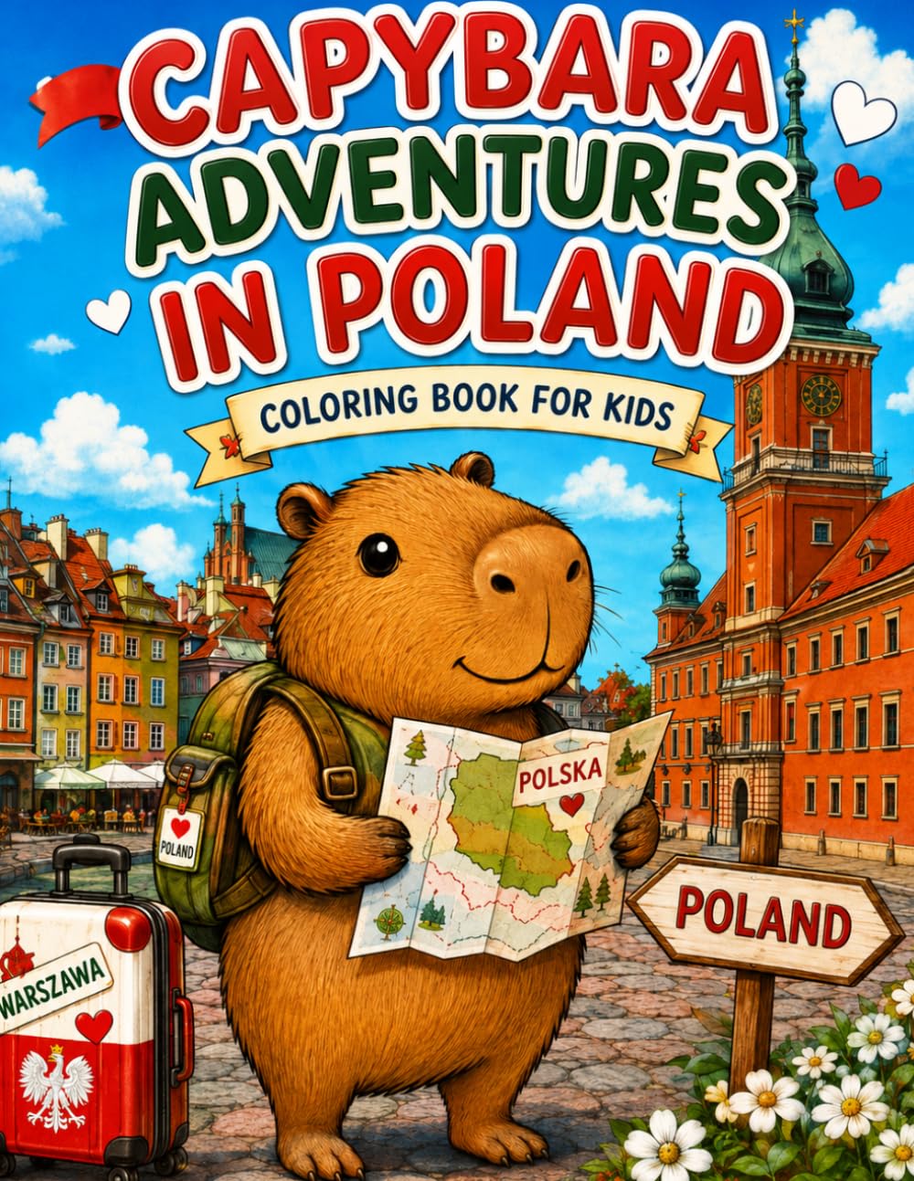 Capybara Adventures in Poland: A Fun Coloring Book for Kids: Explore Castles, Dwarfs, Gingerbread, Mountains, and Polish Traditions with Capybara (Capybara Around the World)