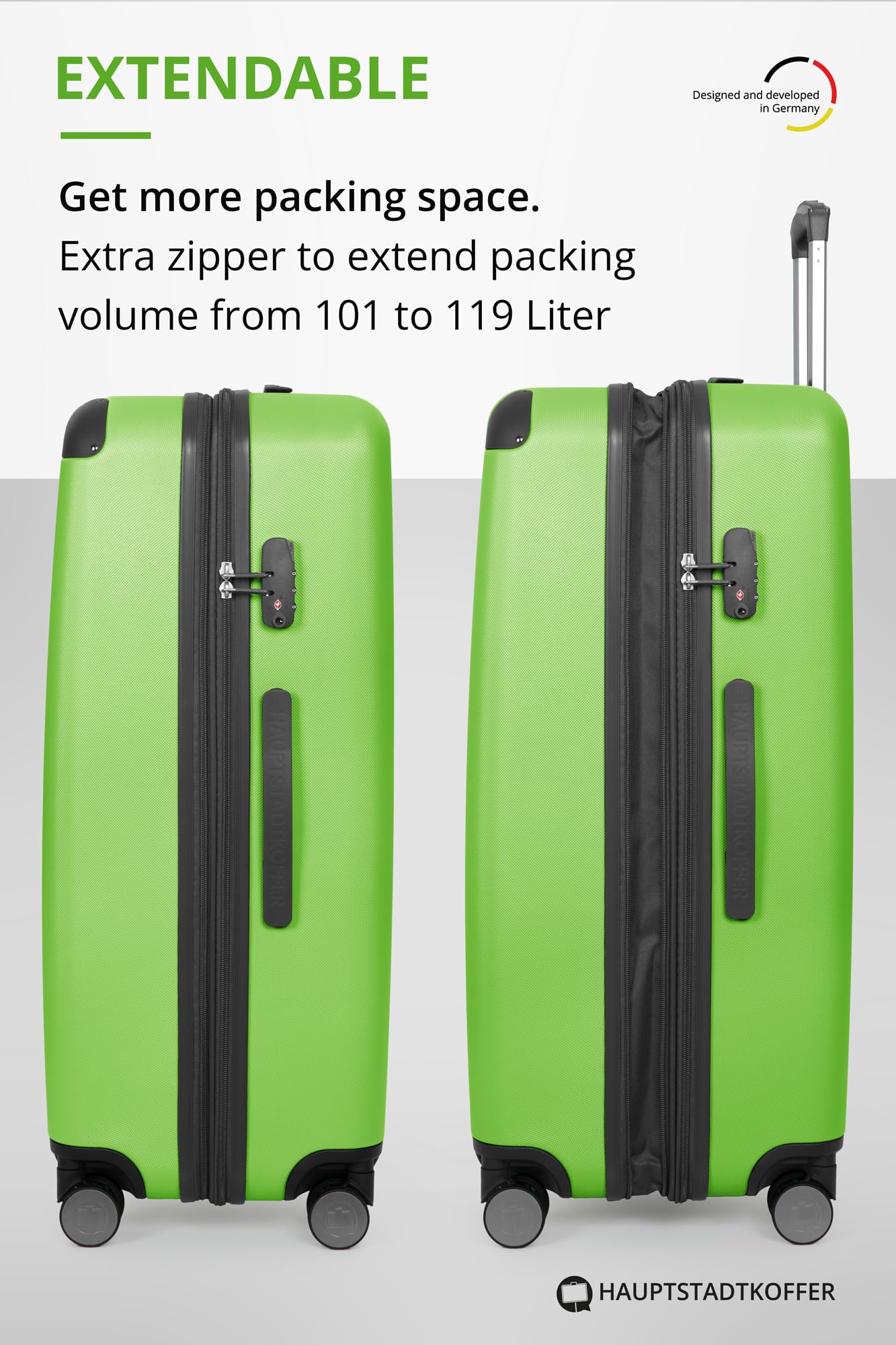HAUPTSTADTKOFFER - Spree - Maleta rígida, Trolley expandible, Equipaje de Viaje, 4 Ruedas Dobles, TSA, 65 cm, 74 litros, Champán — view 99