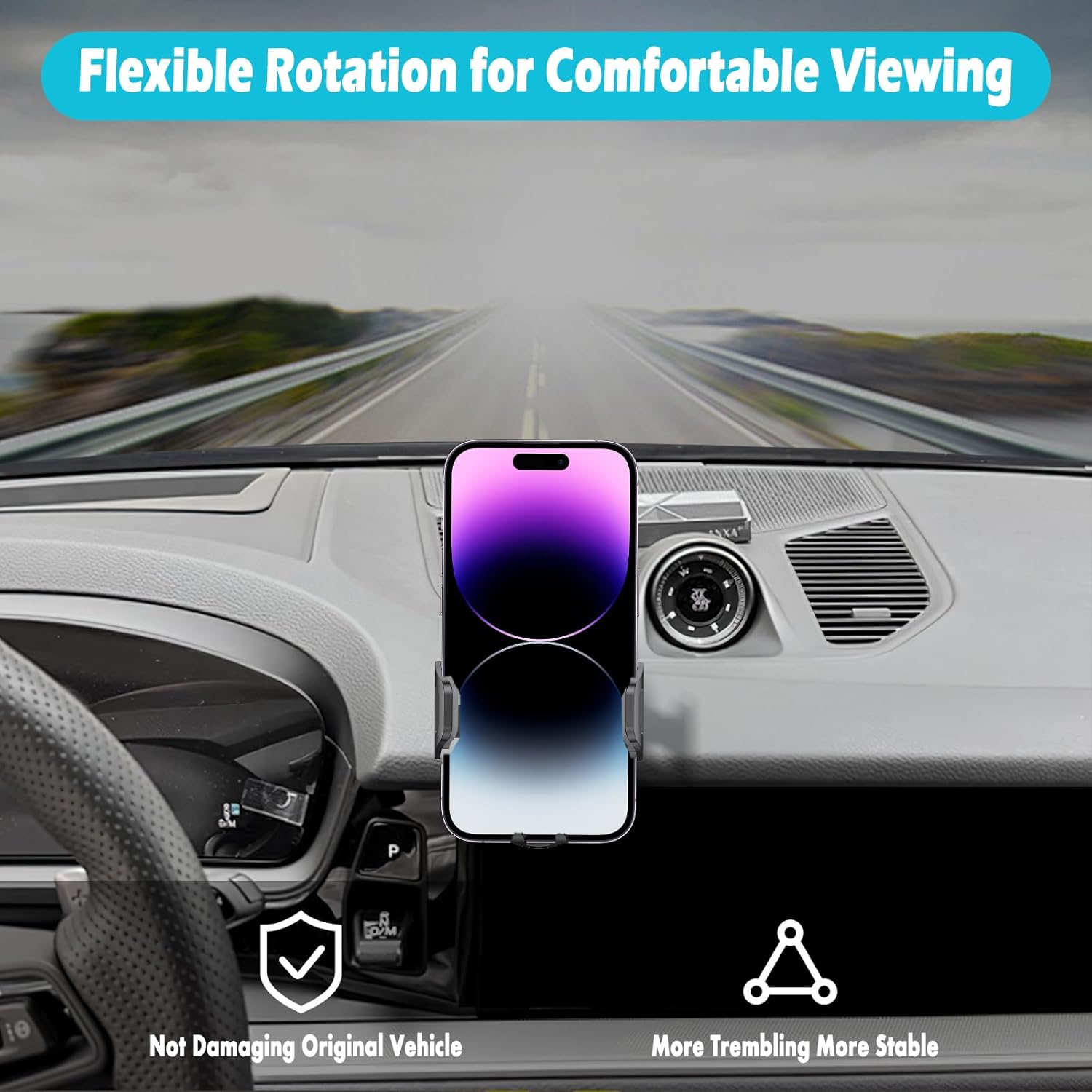 Car Phone Holder Fits for Porsche Cayenne 2024 2025 Accessories,Thick Cases Friendly,Cell Phone Mount for 4-7 in Phones,360 Degree Rotation,Easy to Install