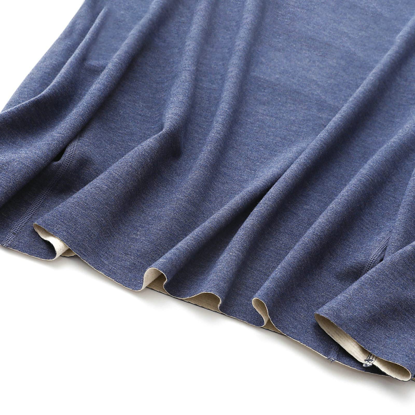 Aeici Ropa interior térmica Hombre Fibra Acrílico Cuello Redondo Top Manga Larga Hombre Azul Marino