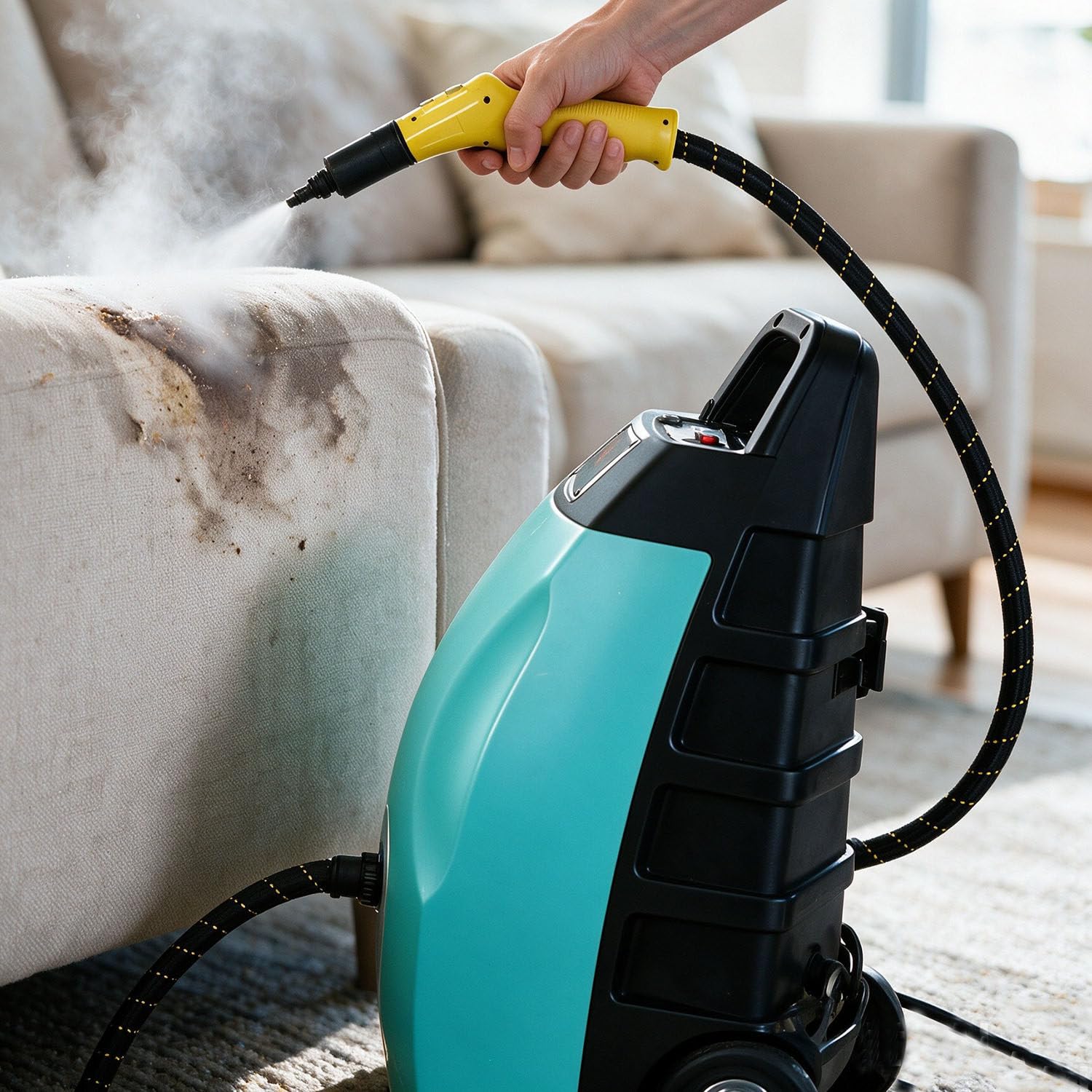 Vaporizzatore Alta Temperatura per Uso Domestico E Commerciale Blue | Struttura Robusta, Accessori Inclusi, Riscaldamento Veloce E Vapore Costante per Pulizia Domestica, Auto E Locali.