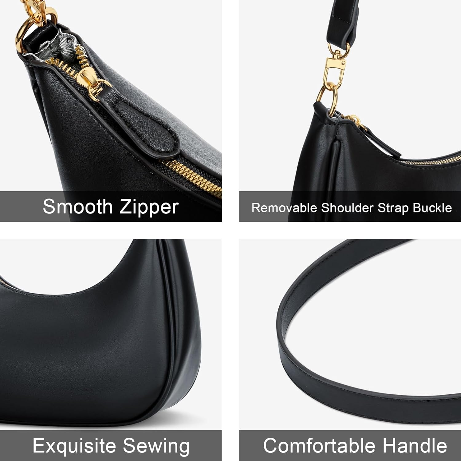 KKXIU Shoulder Bag for Women Small Purse Cute Clutch Hobo Handbag Trendy Crescent Bag - Image 4