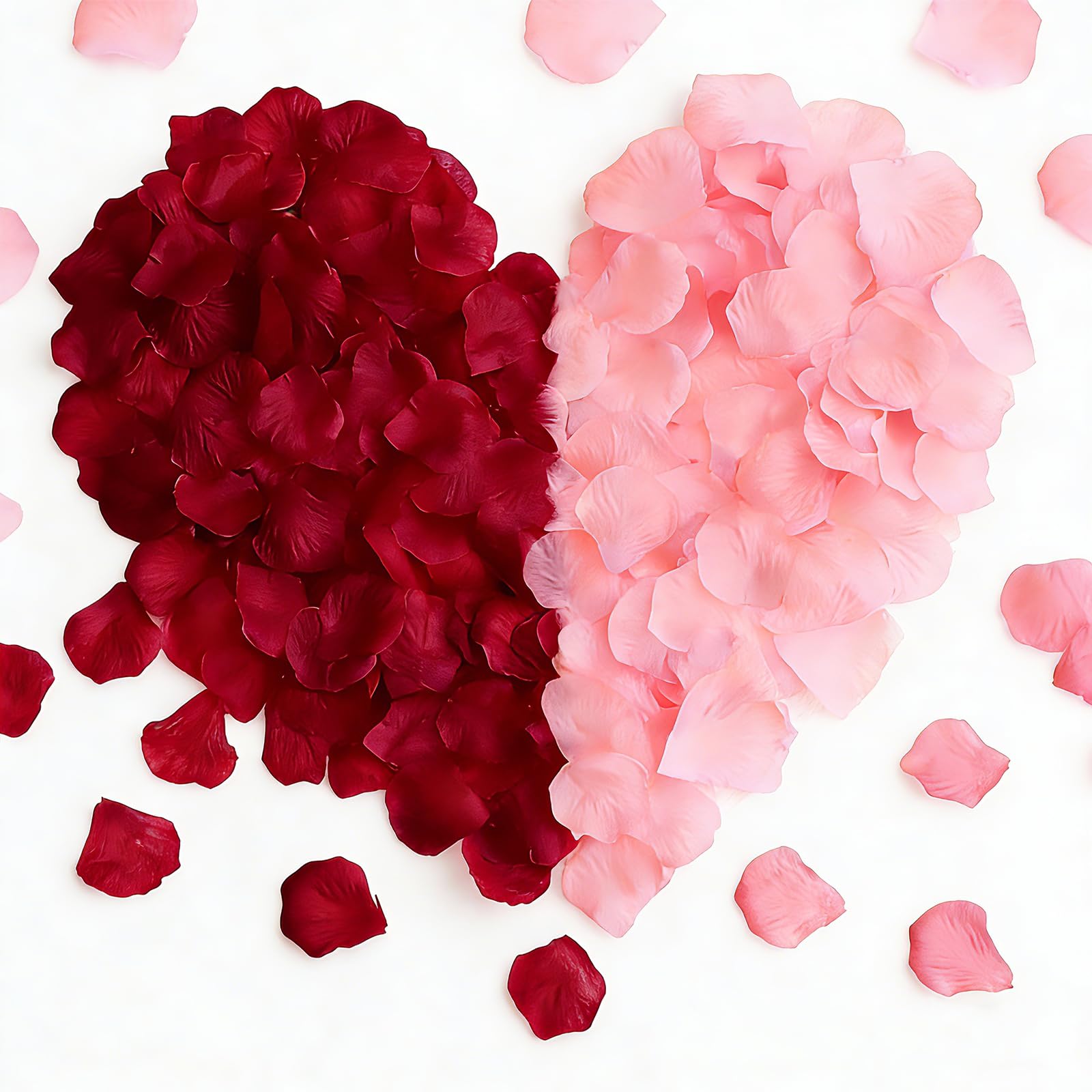 Richaa 6000 Pieces Dried Rose Petals, Artificial Red Rose Flowers Romantic Valentines Decorations, Emulation Roses Petals for Bedroom Wedding Confession Party Decoration (Red + Pink)