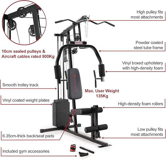 Marcy Multifunctional Workout Station 100lbs to 200lbs Stack Home Gym for Weightlifting and Bodybuilding