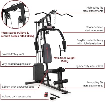 Marcy Multifunctional Workout Station 100lbs to 200lbs Stack Home Gym for Weightlifting and Bodybuilding