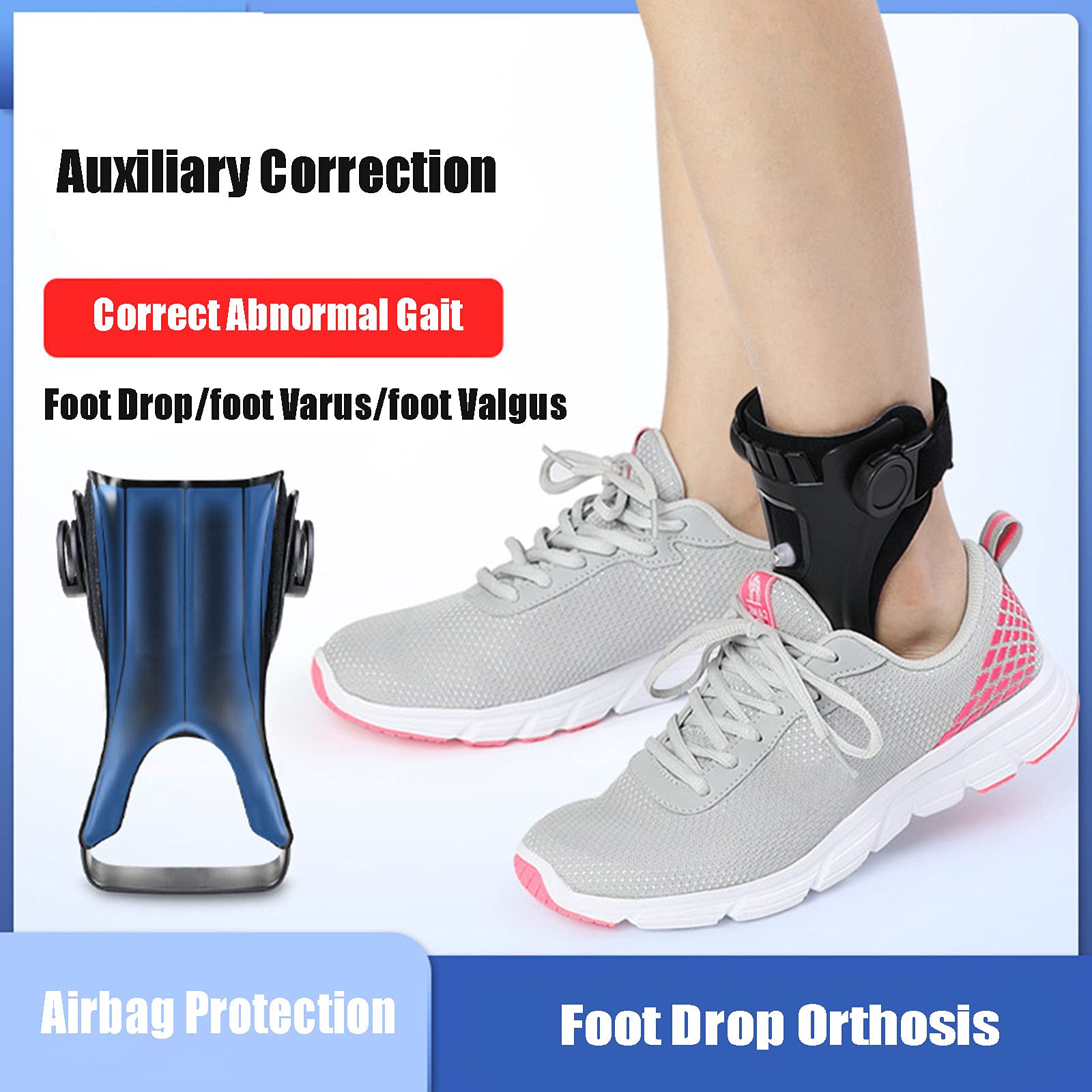 HUANGJUN Ortesis de caída del pie Soporte para el pie caído Tobillera Férula de tobillo para esguinces, tendinitis, A/Left, M