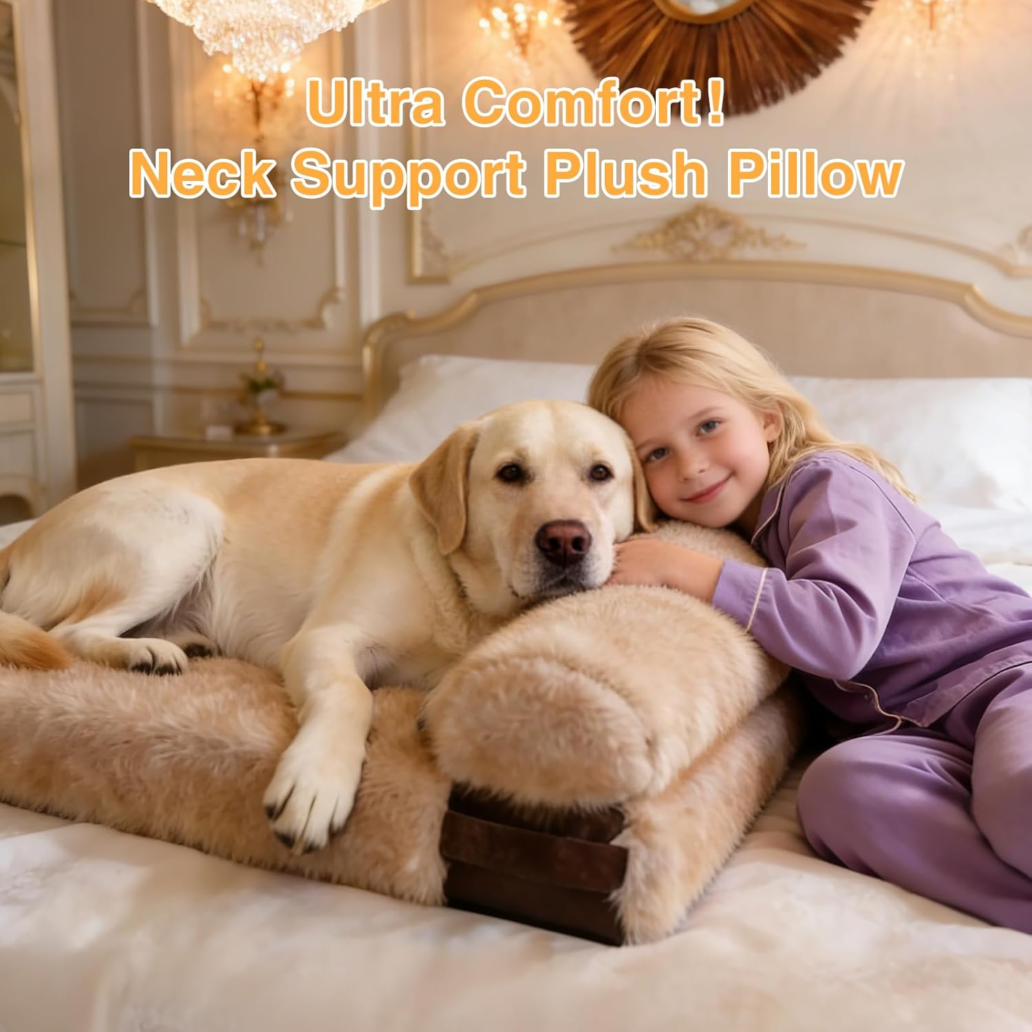 Luxury Faux Fur Dog Bed with Pillow, Washable Orthopedic Egg Crate Foam Sofa, Removable Cover with Faux Leather Straps & Bolster Side, Anti-Slip Pet Couch for Small Medium Breeds, 27.5"x22.4"x3"