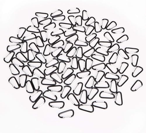 Miniatura 5 de Mosquetón de aluminio en forma de D, 100 unidades, con clip de resorte, llavero con hebilla de mosquetón pequeño, gancho caribeño para camping,
