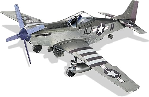 Piececool Rompecabezas de metal 3D, P-51 Fighter Mustang Kit de modelo de avión militar para construir para adultos, ensamblaje de bricolaje, modelo