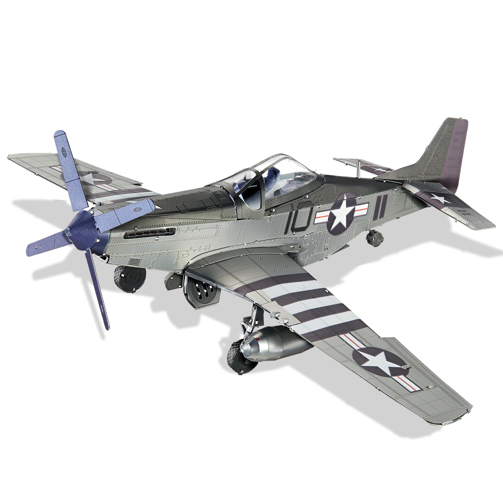Piececool 3D Metal Puzzles, P-51 Fighter Mustang Military Plane Model Kits to Build for Adults, DIY Assembly Metal Model Crafts Building Kits, Best Gifts
