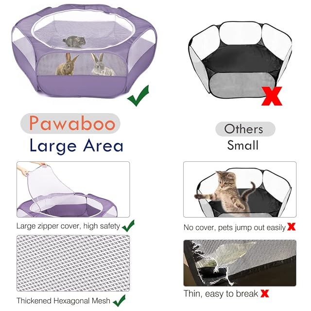 Foto 3 de 8 de Pawaboo Valla de Animales Portátil de Oxford, Parque de Animales Plegable con Tres Varillas Metálicas…