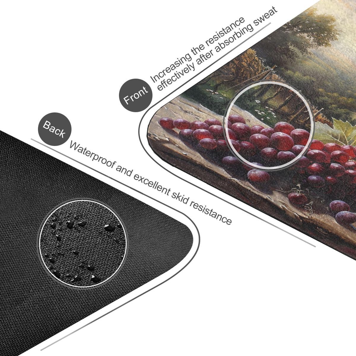 ALAZA Red Wine Vineyard Yoga Mat Non Slip Fitness Exercise Mat, Workout Mat for Yoga, Pilates and Floor Exercises