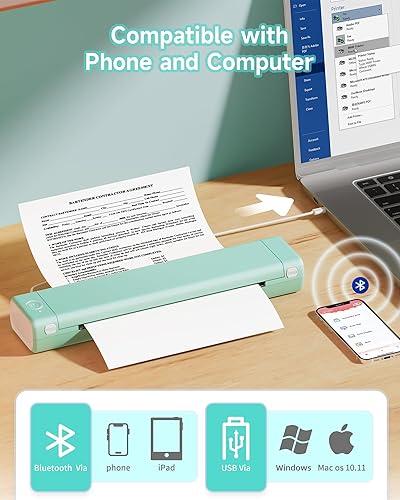 Miniatura 2 de Itari Impresora portátil inalámbrica para viajes, plantilla de tatuaje Bluetooth, compatible con 8.5 x 11 pulgadas, letra de EE. UU., impresora
