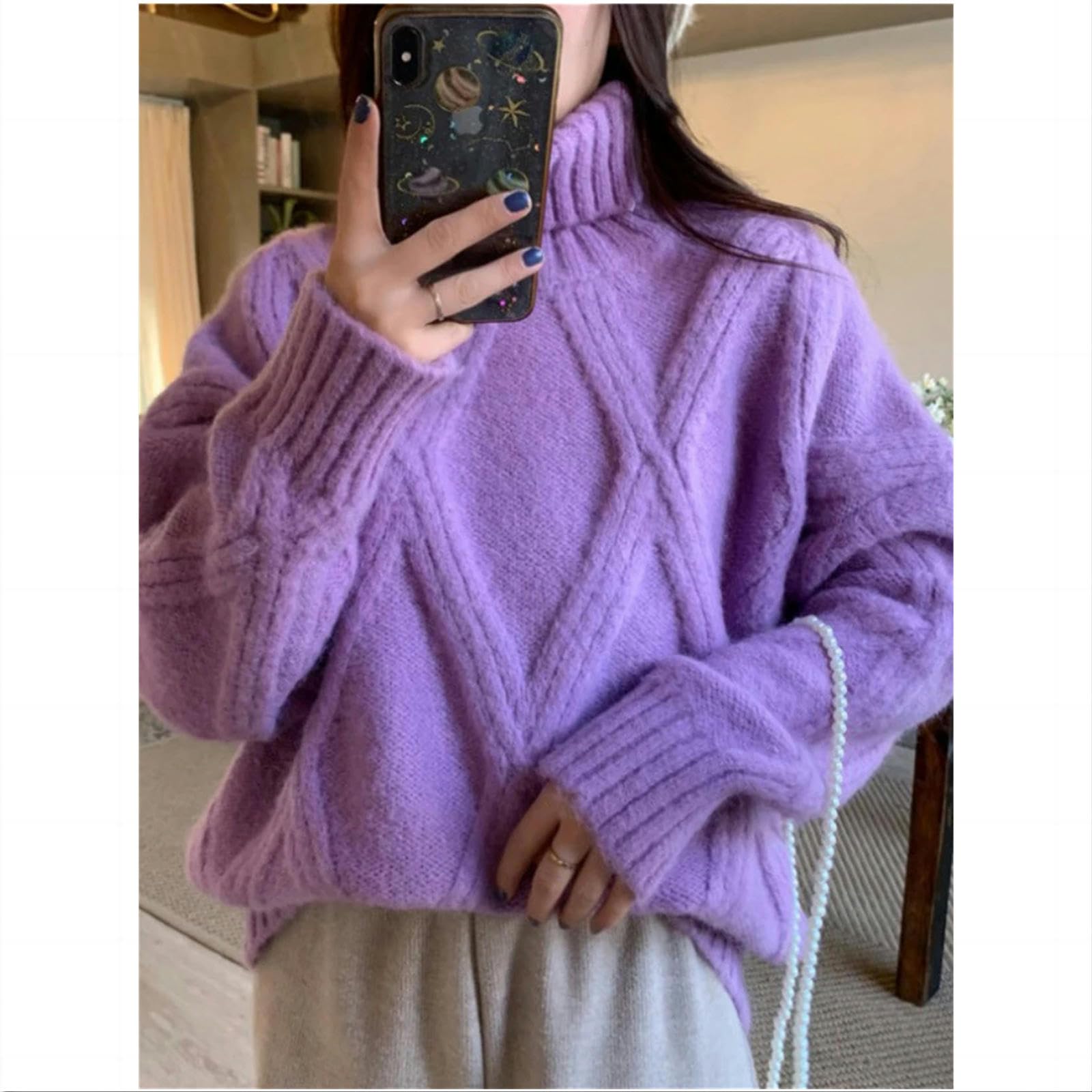 MdybF Maglione Donna Maglioni per Donne Autunno Inverno Ispessimento Casual Pullover Filo Vite da Donna