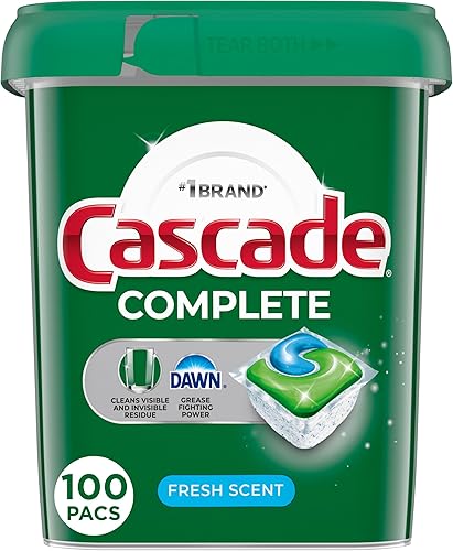 Cascade Cápsulas completas para lavavajillas, detergente para lavavajillas, tabletas de detergente para platos, frescas, 100 unidades