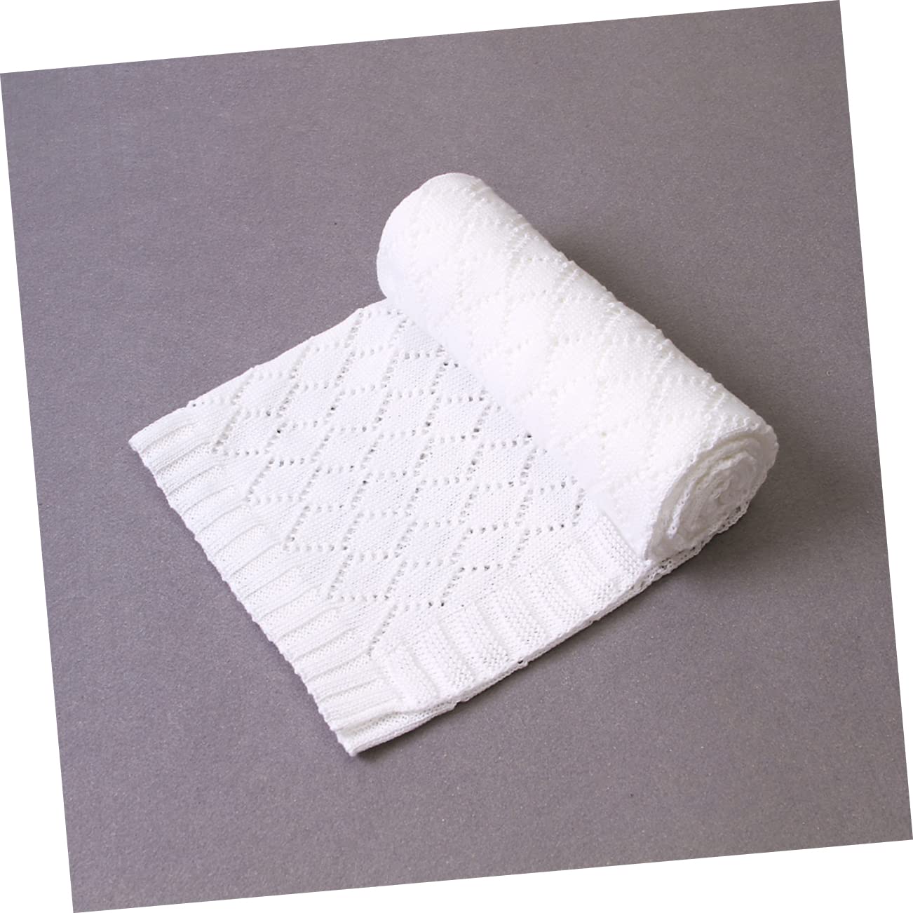 ifundom Coperta Carrozzina Neonata in Filato di Cotone Bianco, Lavorata | Design Traforato, Morbida e Calda, per Inverno e Autunno, Adatta a Passeggino