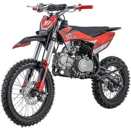 X-PRO X9 125cc Dirt Bike Adults Pit Bike 125 Pitbike,Big 17"/14" Tires!(Red)