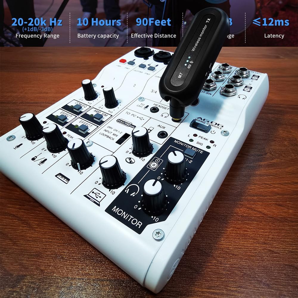 2.4G Wireless in Ear Monitor System Professional High Fidelity Sound Sound Rechargeable Transmetteur Receiver Ensemble avec faible latence pour des performances en direct et