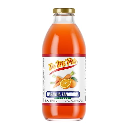 De Mi Pais Jugo de Fruta en Botella Naranja Zanahoria 16oz  Jugo de frutas en botella de vidrio Zanahoria Naranja 16oz (8)