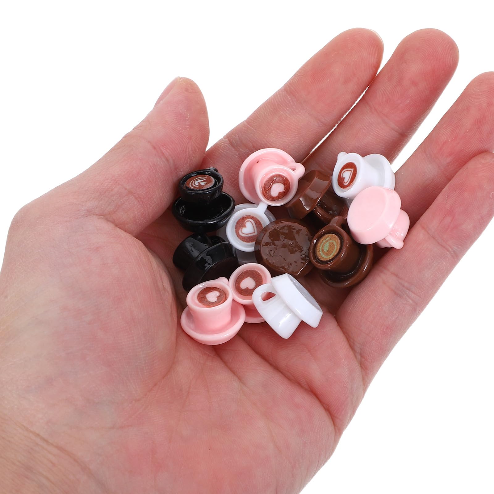 UPKOCH 40 sztuk miniaturowych kubków do kawy z żywicy do domku dla lalek, miniaturowe ozdoby w kształcie filiżanek do herbaty, akcesoria piekarnicze, małe kubki do jedzenia i napojów, miniaturowa