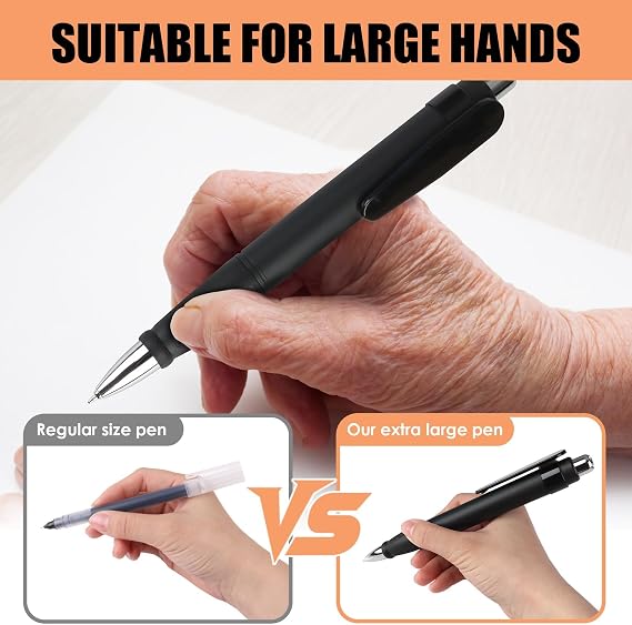 4 Pcs Extra Large Ballpoint Pens with 12 Refills Ergonomic Jumbo Pens