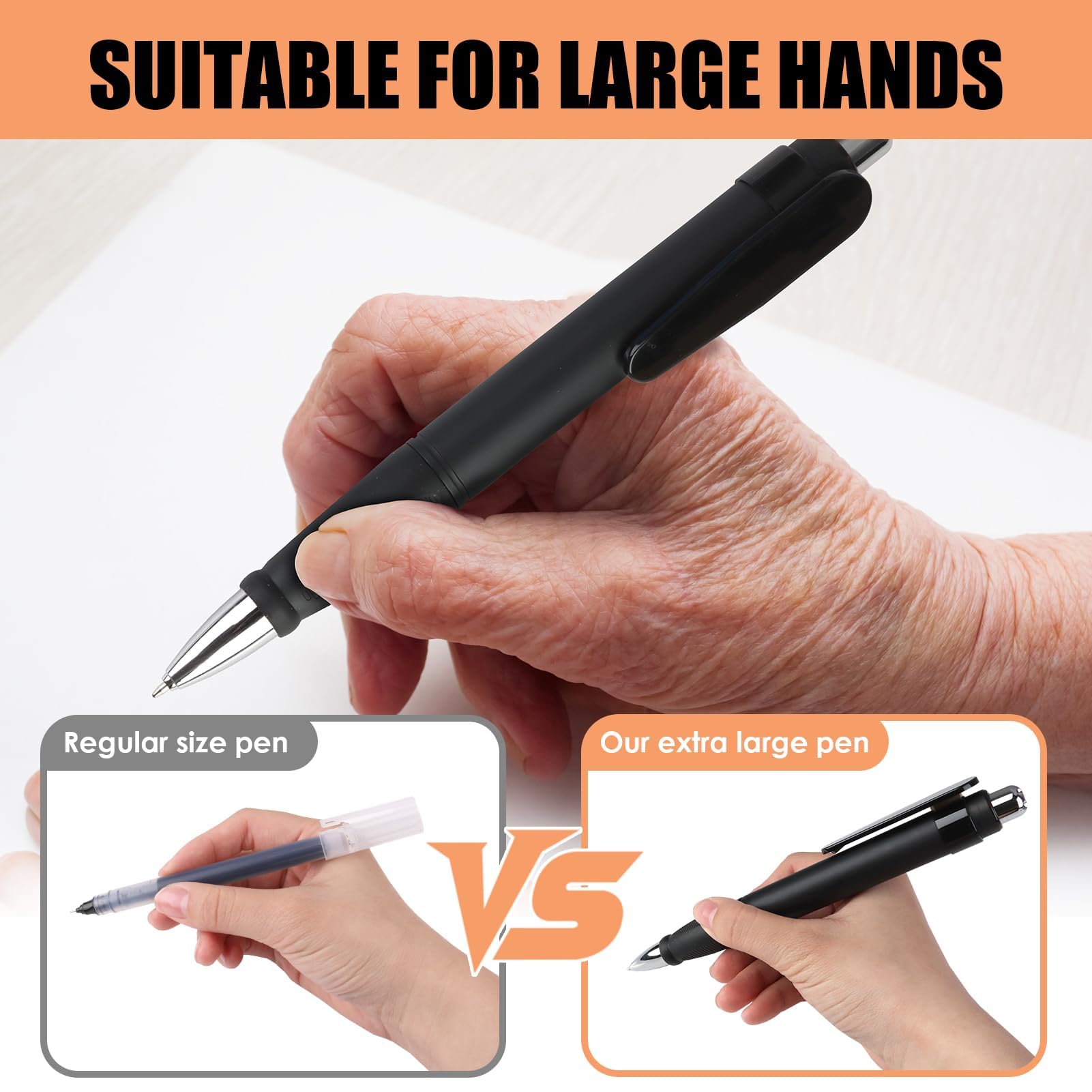 QTMMC 4 Pcs Extra Large Ballpoint Pens with 12 Refills Easy Grip Jumbo Pen Big Weighted Pens Enhanced Writing Stability for Arthritis Elderly Hand Tremors Office School Writing (1.0mm Retractable) - Image 4
