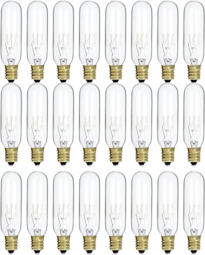 Satco S3912 - Incandescente T6 de 15 vatios; transparente; 2000 horas nominales promedio; 90 lúmenes; base de candelabro; 145 voltios, paquete de 24