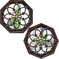 ZOLAPI 2-Piece Octagon Farmhouse Wall Mirrors - Vintage Caramel Decorative Accent for Bathroom, Bedroom, Foyer (12x12 Inch)