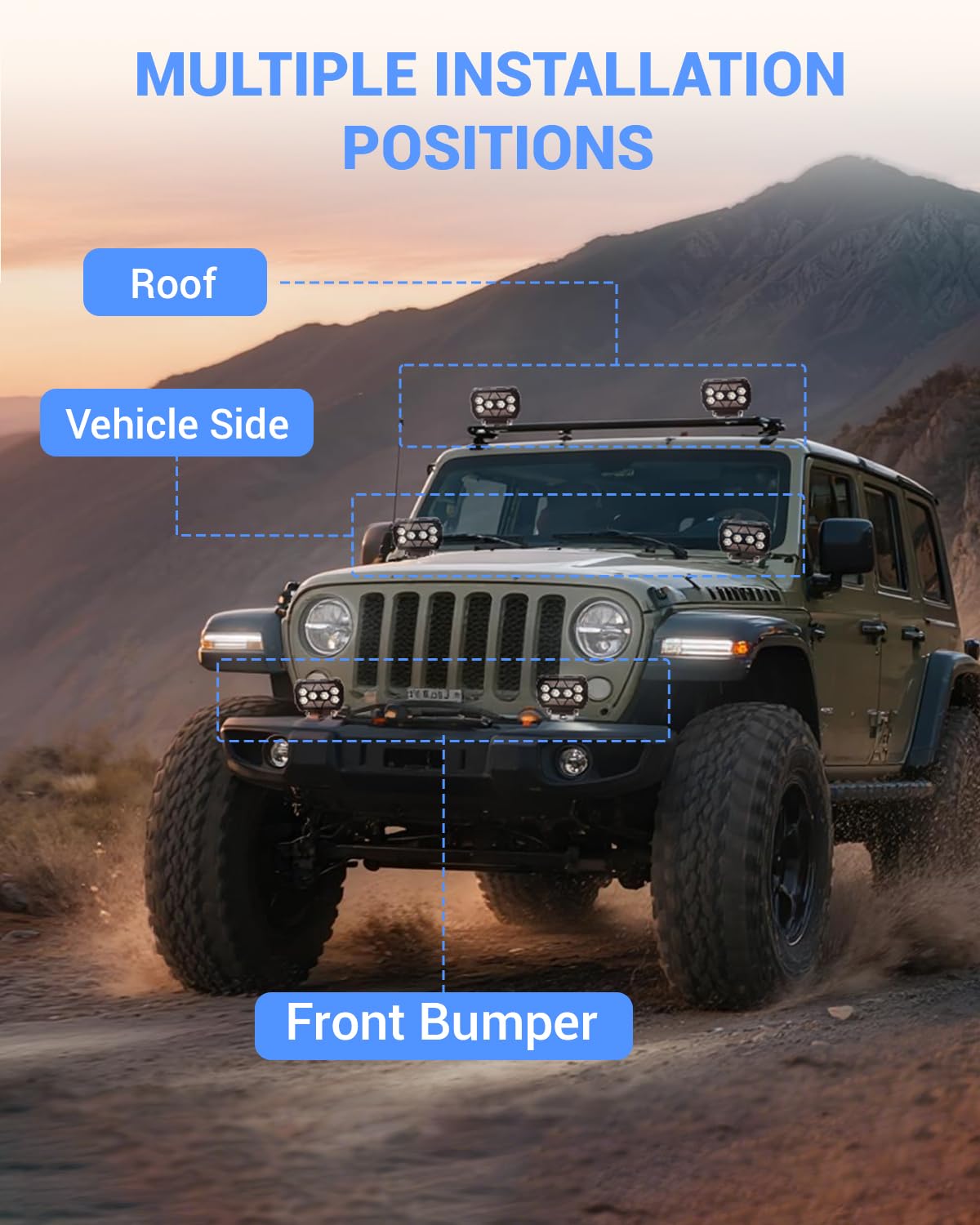 Biqing 2PCS LED Phare 12V 24V,4.5 Inch Phare De Travail Longue Portee LED 96W Projecteur De Travail Avec Ambre Angel Eyes Feux De 4x4 (2