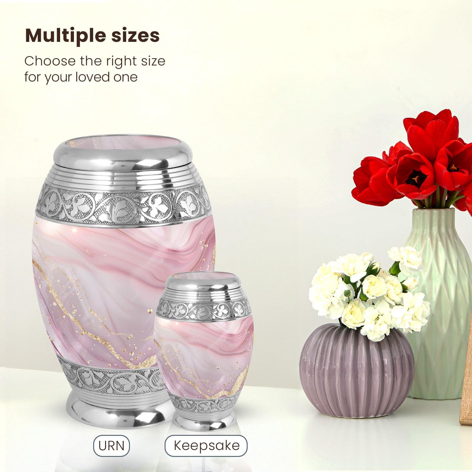Blush Pink Marble Mini Urns for Women - Tiny Urns for Human Ashes (3inch, 1 Pcs), 3" Keepsake Pack of 1 - Image 4