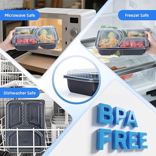 Miniatura 122 de YANGRUI Recipientes de plástico de 6 pulgadas, 17 onzas, paquete de 55 unidades – tapa reutilizable Crystal View anti niebla sin BPA PP Clamshell