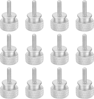 sourcing map 12 tornillos de pulgar moleteados M3 x 10 mm para caja de computadora, tornillos roscados a mano, aleación de aluminio para carcasa de PC, color blanco cemento