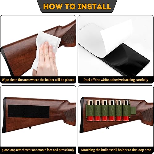 Miniatura 5 de IronSeals Tactical Outdoor 6 Round Shotgun Shell Holder munición pistola bala recarga titular con adhesivo adhesivo adhesivo