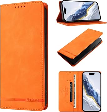 Flip Leather Phone Cases for ZTE Nubia Neo 3 GT Case Wallet Cover Skin Friendly Strong Magnetic Card Slot Covers Orange.